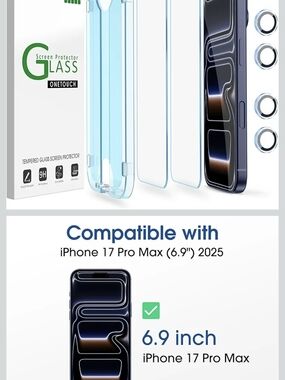Tempered Glass Screen Protector for iPhone 17 Pro Max (6.9") - Clear